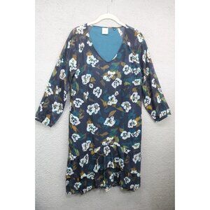 Cabi 3/4 Chiffon Sleeves Dark Floral Dress-Small-Ruffles-Fairy-Whimsigoth
